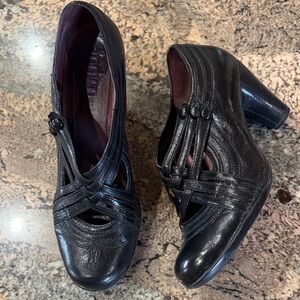 Indigo Black Leather Heels